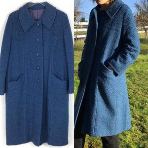 Vintage Union coat 12 M fits 8 blue Long USA button collared boucle 60s women’s